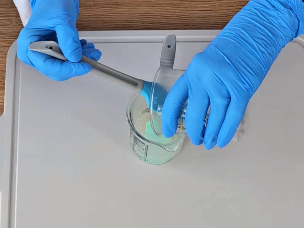 pour the water into the oils.