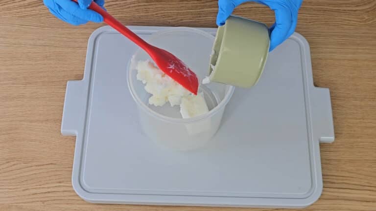 Weigh your coconut oil and Tallow into a good-sized heat proof container. Weigh your coconut oil and Tallow into a good-sized heat proof container.