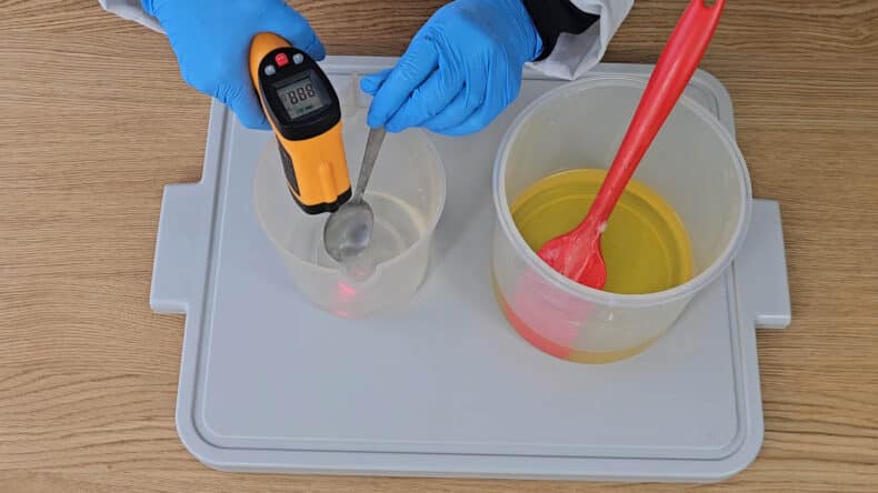 Check the temperature of the oils and the lye water. You can do this with a temperature laser gun.