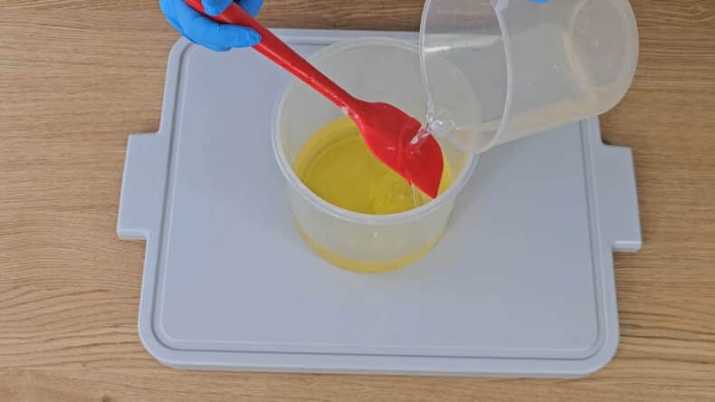 pour your lye solution into your oils.