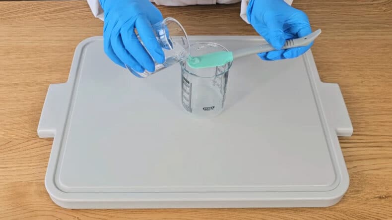 A little at a time drizzle in the distilled water