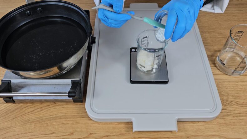 In a separate heatproof beaker combine your oils