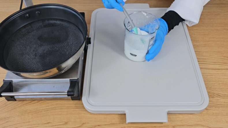 change to a spatula for hand stirring