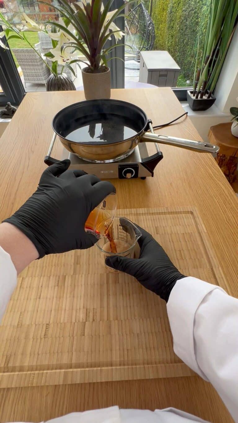 pour the water part into your oil part