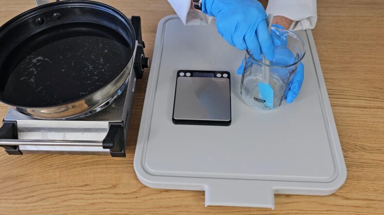 make a slurry by mixing the xanthan gum and glycerin together