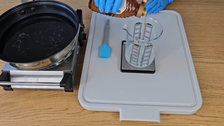 Add the distilled water and honey Add the distilled water and honey