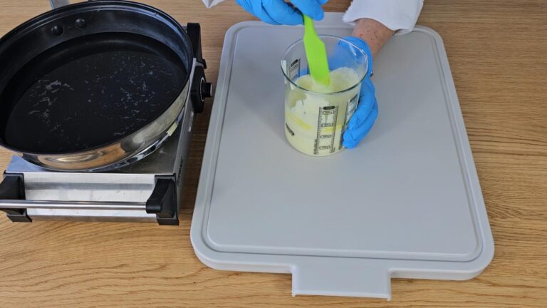 Using a spatula start to blend the mixture Using a spatula start to blend the mixture