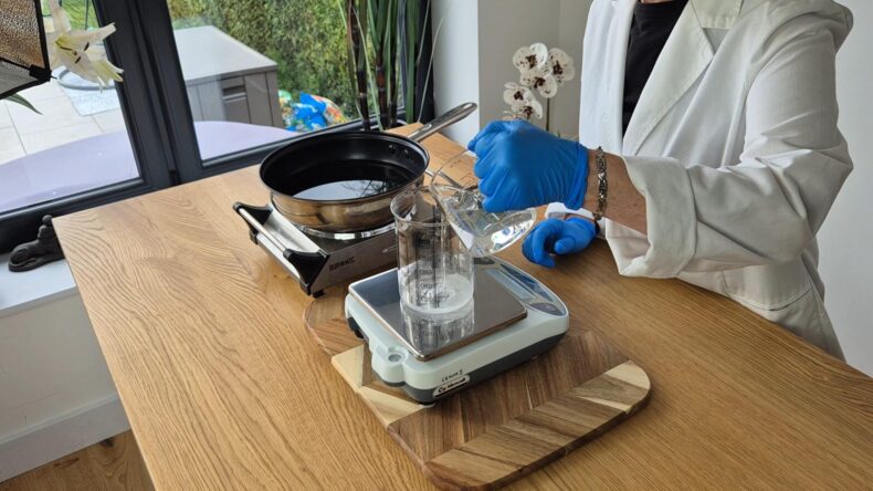 Add the distilled water and stir well until fully combined