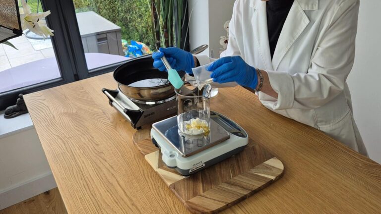In a separate heat proof beaker, combine Phase B ingredients