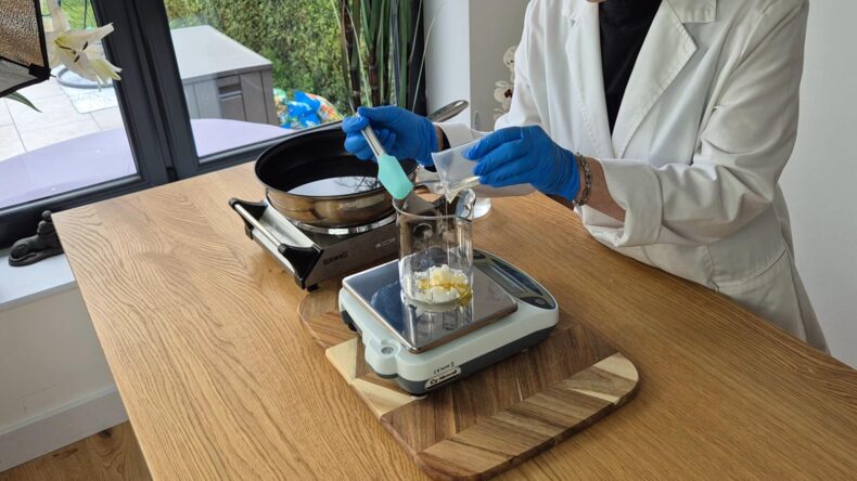 In a separate heat proof beaker, combine Phase B ingredients